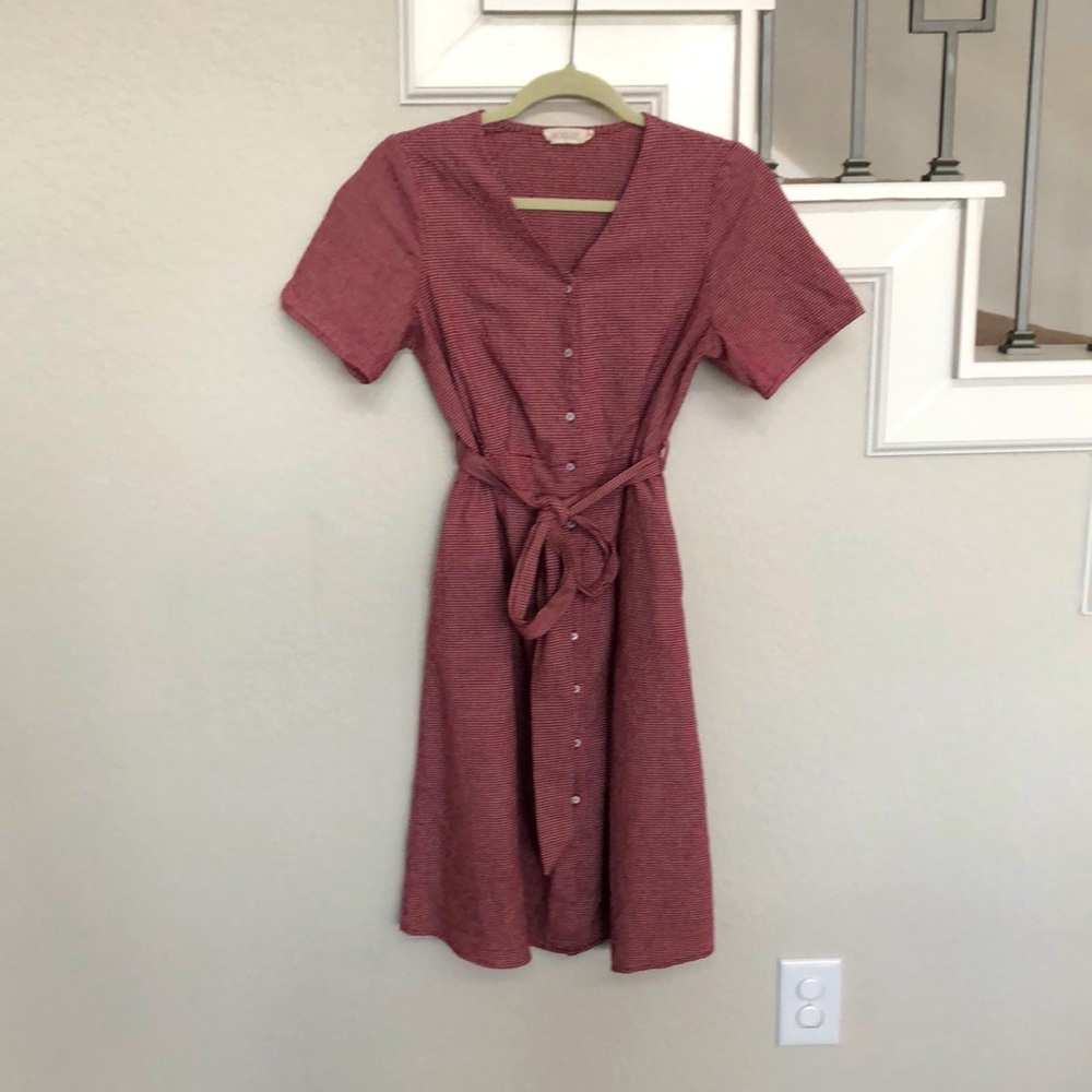 Roolee Gingham Red Button Down Dress